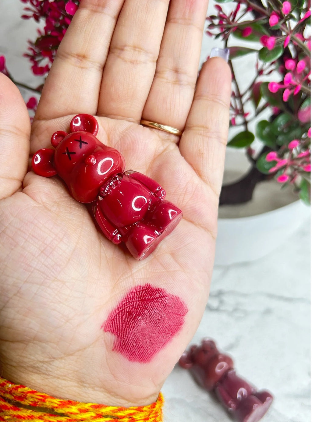 Naykka Lip Tint, Bear Keychain Long Lasting Creamy Texture Matte Lipstick For Makeup 6pcs Multicolour
