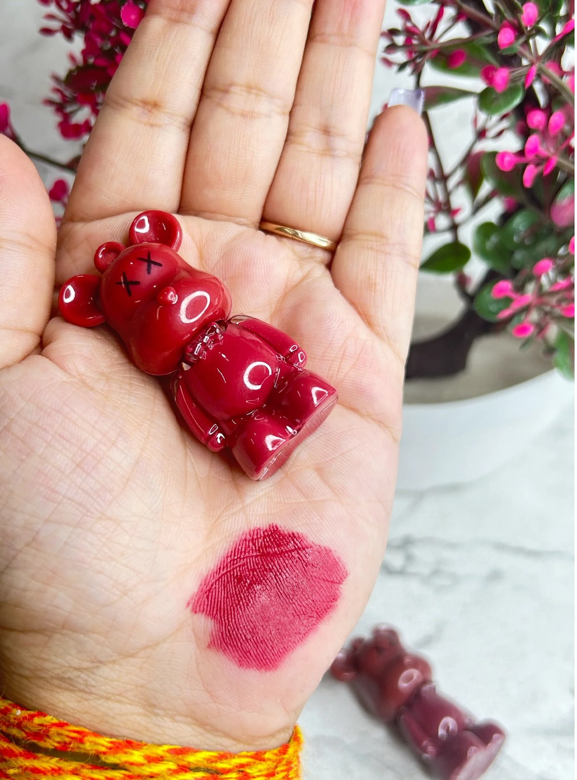 Naykka Lip Tint, Bear Keychain Long Lasting Creamy Texture Matte Lipstick For Makeup 6pcs Multicolour
