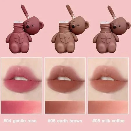 Naykka Lip Tint, Bear Keychain Long Lasting Creamy Texture Matte Lipstick For Makeup 6pcs Multicolour