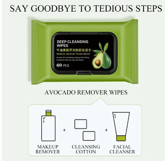 Lumivelle Avocado Makeup Remover Wipes (60 Pcs)