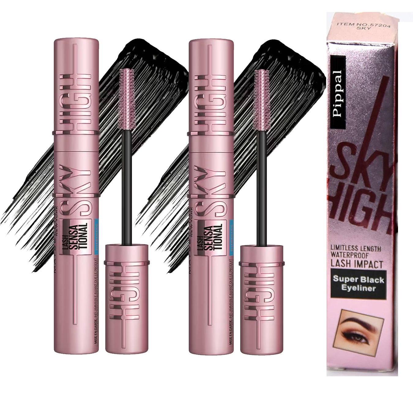 LumivellePippal Sky High Eyeliner 1 Pcs with Mascara Ultra Volume Up Volumizing Mascara for Bold And Dramatic Lashes Long Lasting Waterproof 10Gm (Pack of 2)