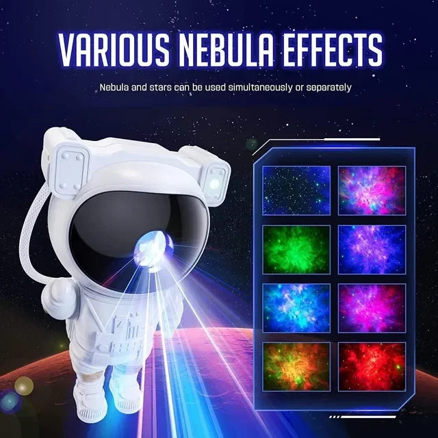 Astronaut projector with colorful nebula and star light effects for bedroom ambiance