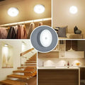 Compact LED ceiling light for closets, stairs, kitchens, and living spaces with warm ambient glow