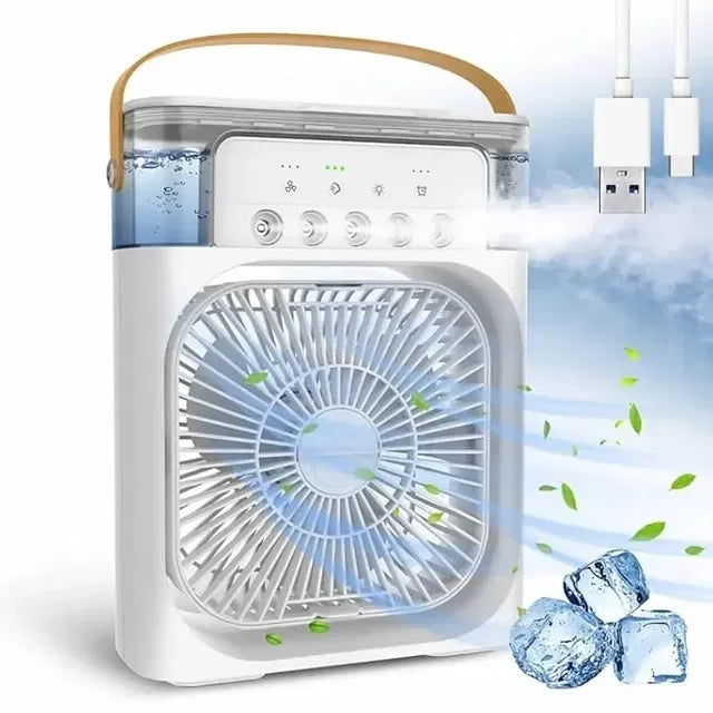 Portable USB misting fan with water tank, cooling breeze for home or office use