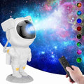 Astronaut-shaped galaxy projector with remote, casting colorful nebula lights for kids' bedroom decor