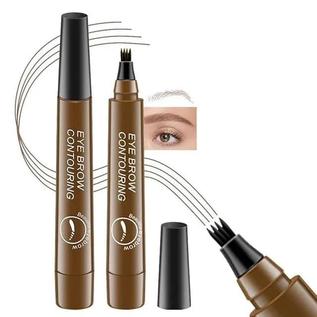 Brown eyebrow contouring pen with spoolie brush for precise brow definition and natural look