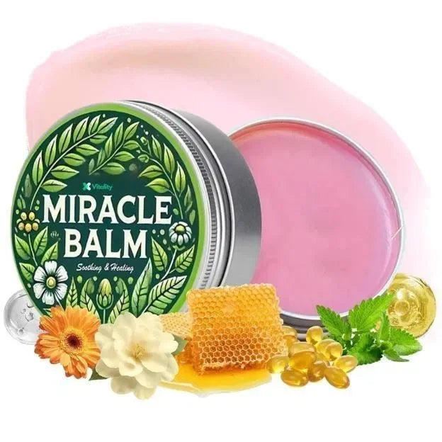 Miracle Balm soothing healing ointment with honeycomb, flowers, and herbal ingredients for natural skin care