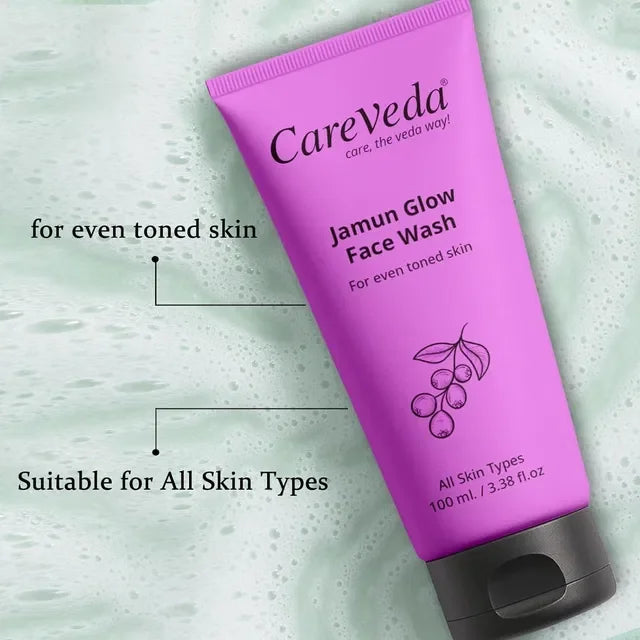 CareVeda Jamun Glow Face Wash for even toned skin, suitable for all skin types, 100ml